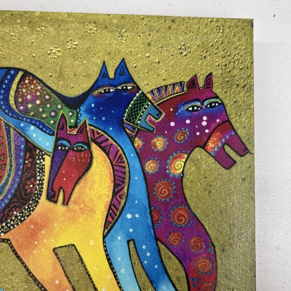 Laurel Burch Canvas Dancing Horses Wall Art Decor Bold Colors W 16x L 12 Signed - Picture 4 of 12